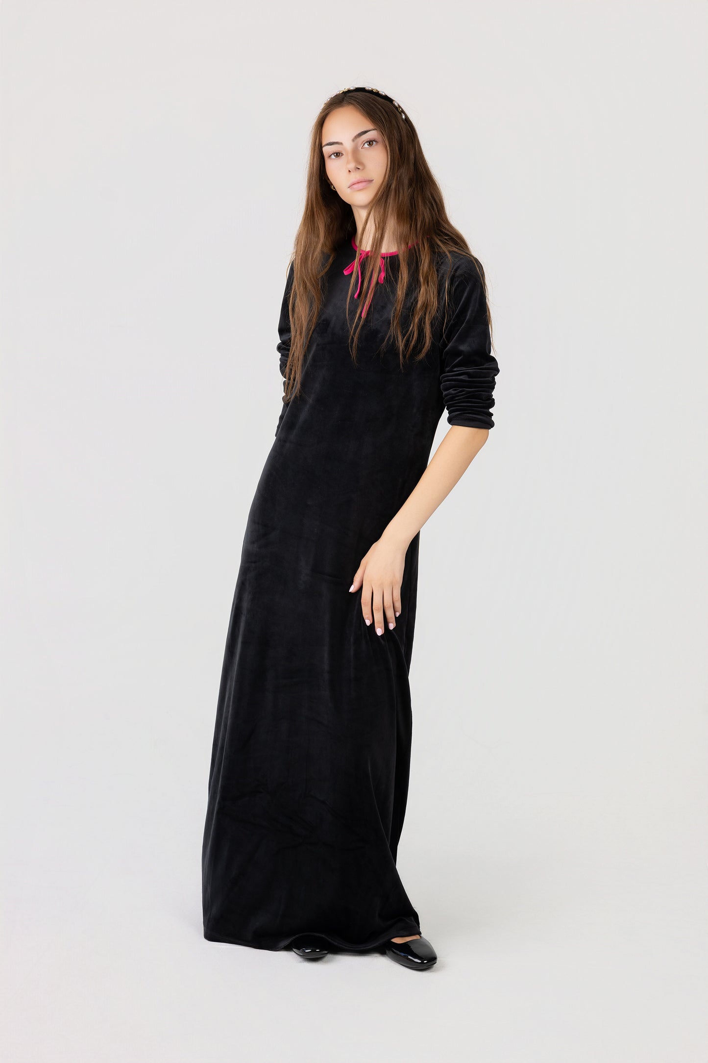 Flowy Velour Tie Maxi