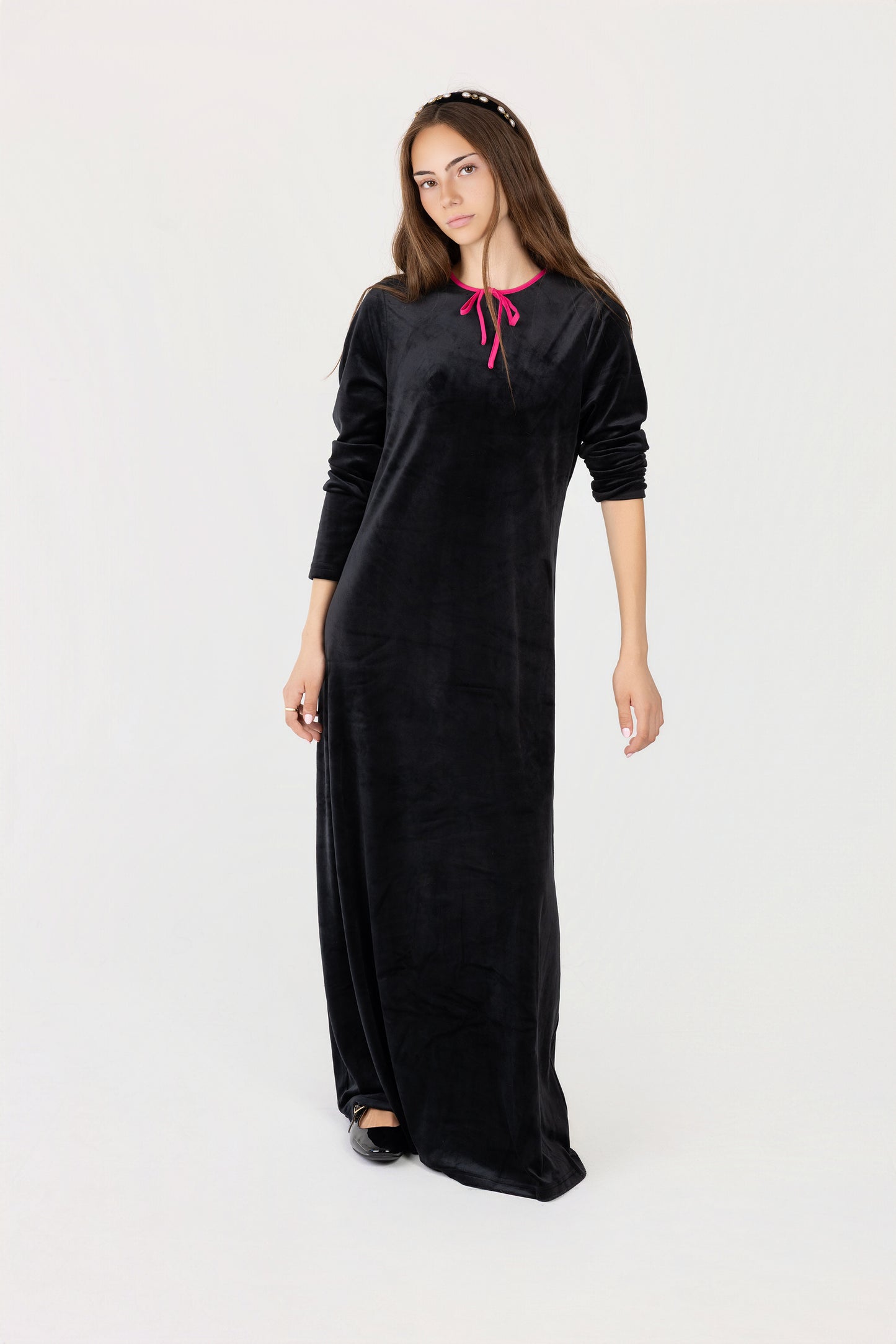 Flowy Velour Tie Maxi
