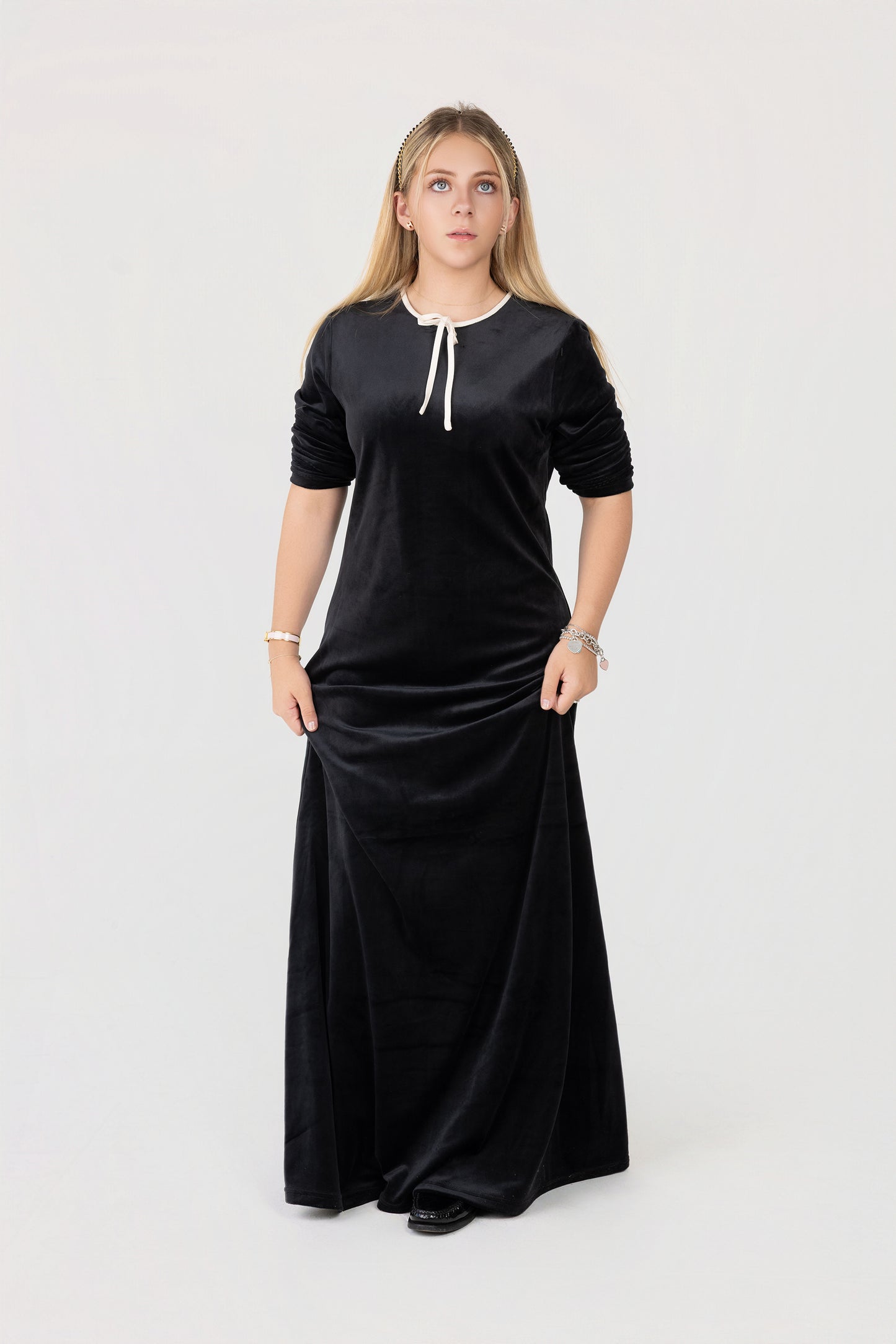 Flowy Velour Tie Maxi