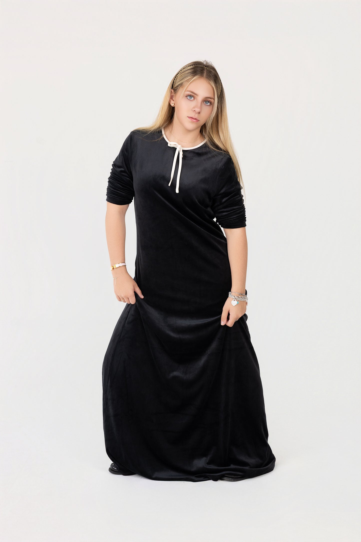 Flowy Velour Tie Maxi