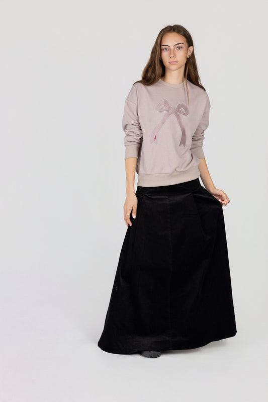 Velour bow sweatshirt