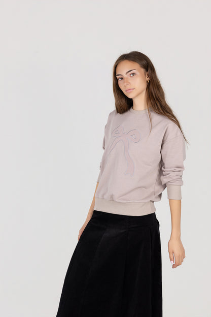 Velour bow sweatshirt