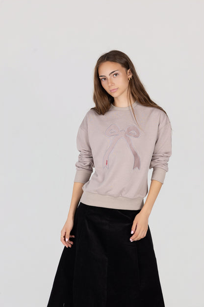 Velour bow sweatshirt