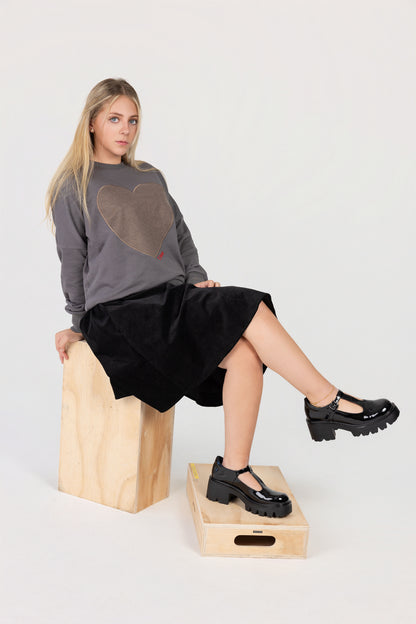Corduroy pleated Knee Length skirt