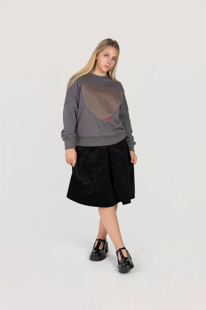 Corduroy pleated Knee Length skirt