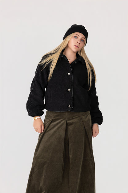Corduroy pleated Maxi skirt