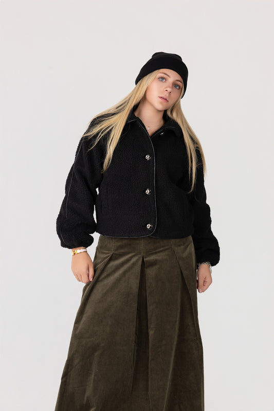 Corduroy pleated Maxi skirt