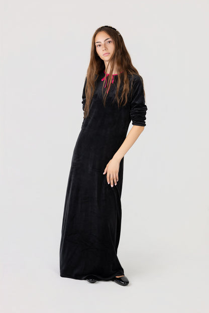 Flowy Velour Tie Maxi