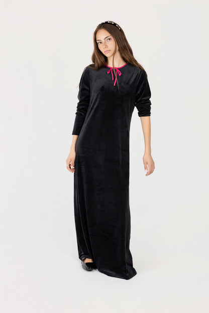 Flowy Velour Tie Maxi