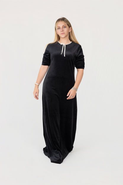 Flowy Velour Tie Maxi
