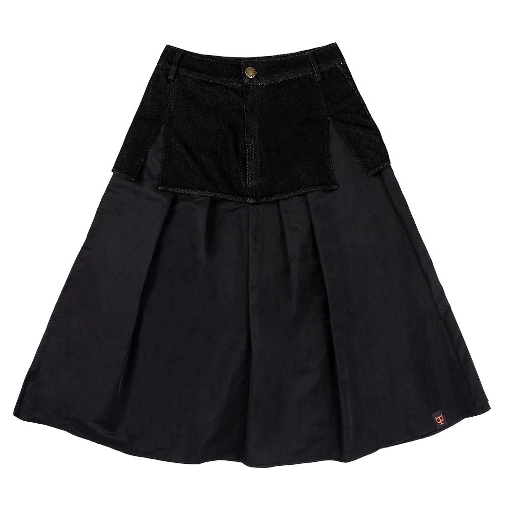 Denim/Ponte Knee-Length Skirt